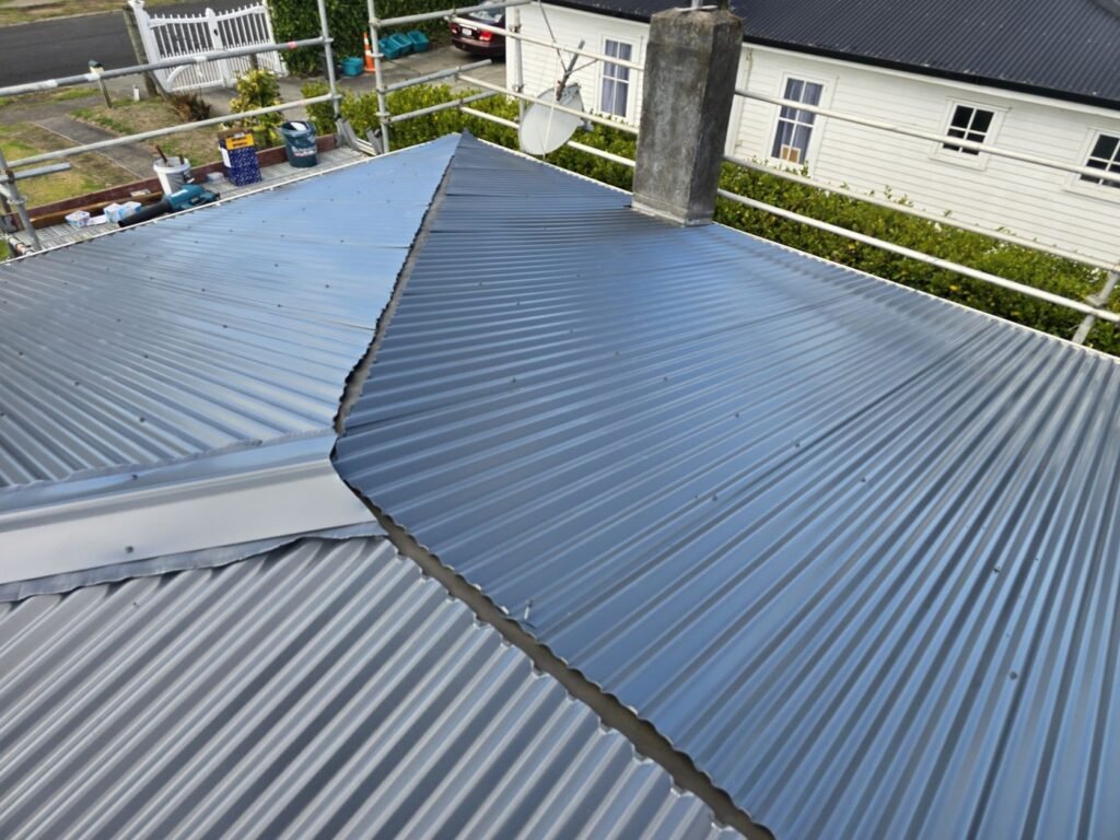 New chimney flashing on the Huntly roof after the reroof